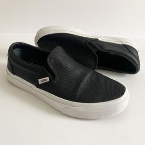 Vans Unisex Black Perforated Leather Slip on Shoes| Size Men 8/ Women 9.5